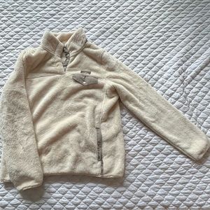 Women’s LL Bean Hi-Pile Flee e Pullover in color Sailcloth Heather/Oyster